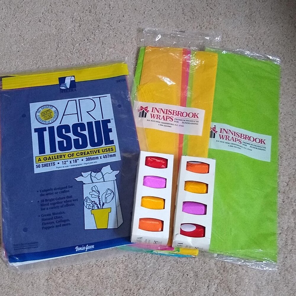 Spectra Art tissue paper 12" x 18" 10 assorted colors + ribbon